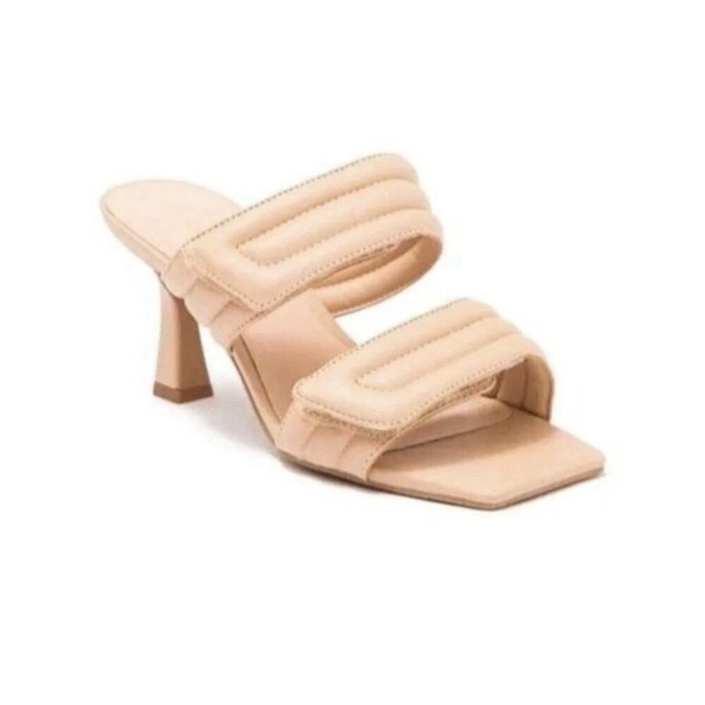 Abound Women's Beige Qarly Square-Toe Quilted Slide Heeled Sandals Size 7